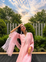 Neelam Upadhaya in AAROHI - Blush Pink Chanderi A-line Suit Set
