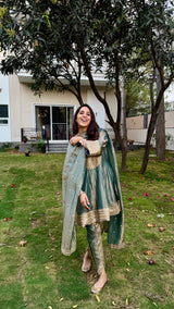 Dr. Taniya Bakshi in ZIA - Sage Blue Tissue-Organza Anarkali Set