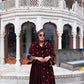 Leena Bhushan in ANTARA - Velvet Maroon Anarkali Set