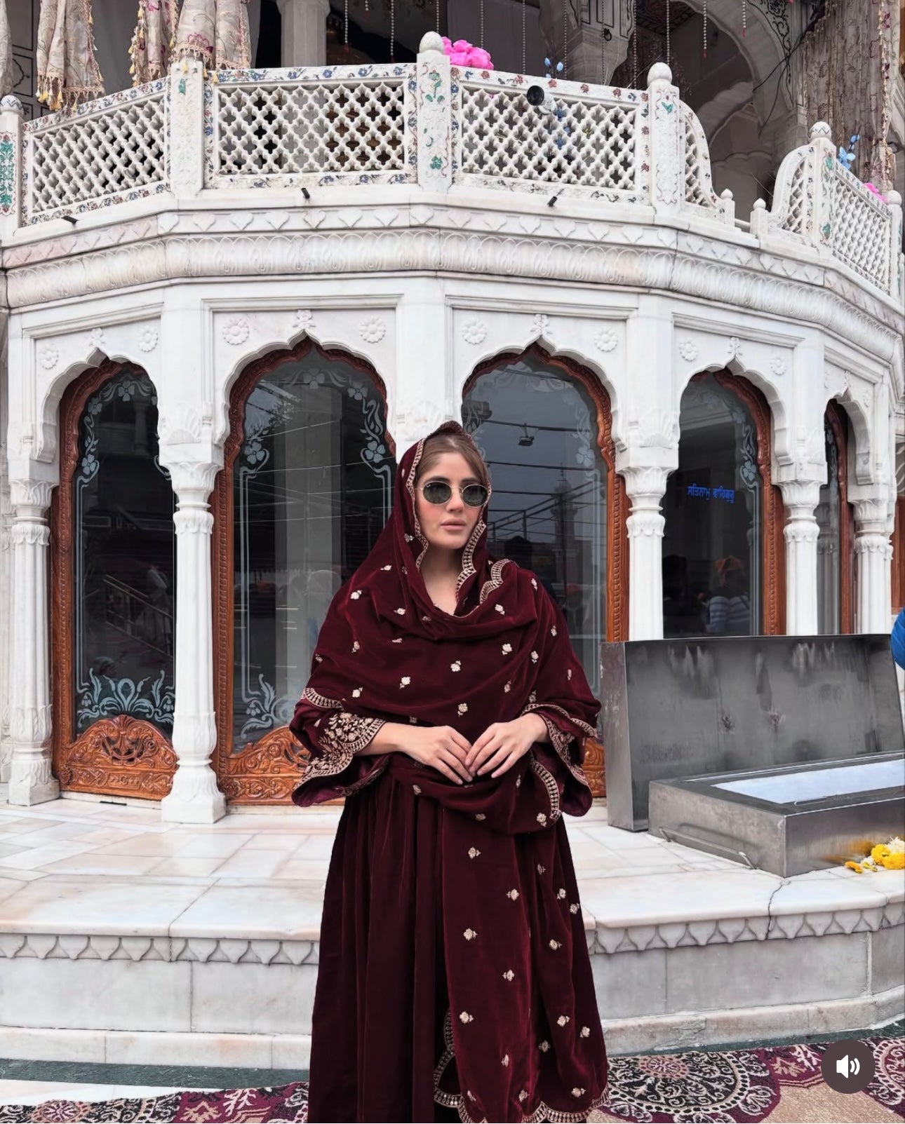 Leena Bhushan in ANTARA - Velvet Maroon Anarkali Set