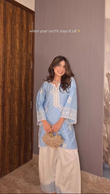SHIVANI KAPOOR in AURE - Blue Embroidered Co-ord Set
