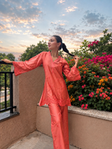 Neelam Upadhaya in ZORA - Rust Embroidered Co-ord Set