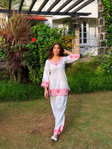 Yogita Bihani in SCARLET -  White Embroidered Co-ord Set