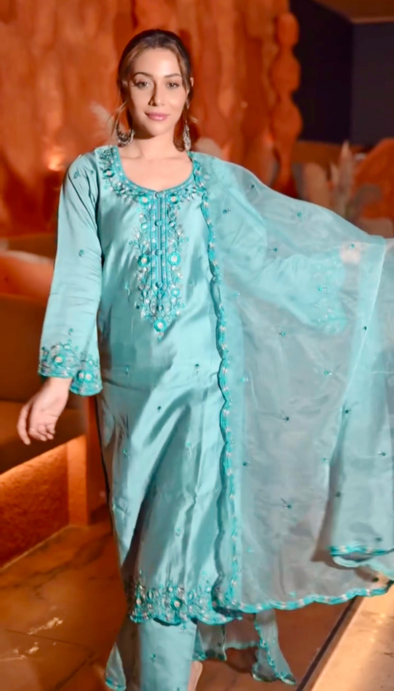 Madhurima Roy in ZIYA -  Blue Chanderi Suit Set