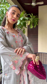 Mehak Jain in SHABH - Grey Cotton Suit Set
