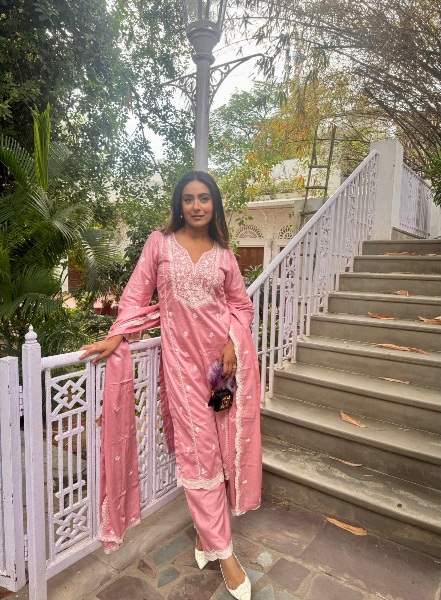 Shivangini Singh Rathore in ABRI - Pink Cotton Suit Set
