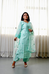 Manali Gandhi in AYRA - Sea Green Chanderi Suit Set