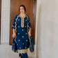 Nauheed Cyrusi in  Gul- Blue Embroidered Chanderi Suit Set