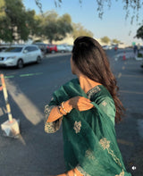 Dr. Taniya Bakshi in Pine Green Chanderi Silk Suit Set