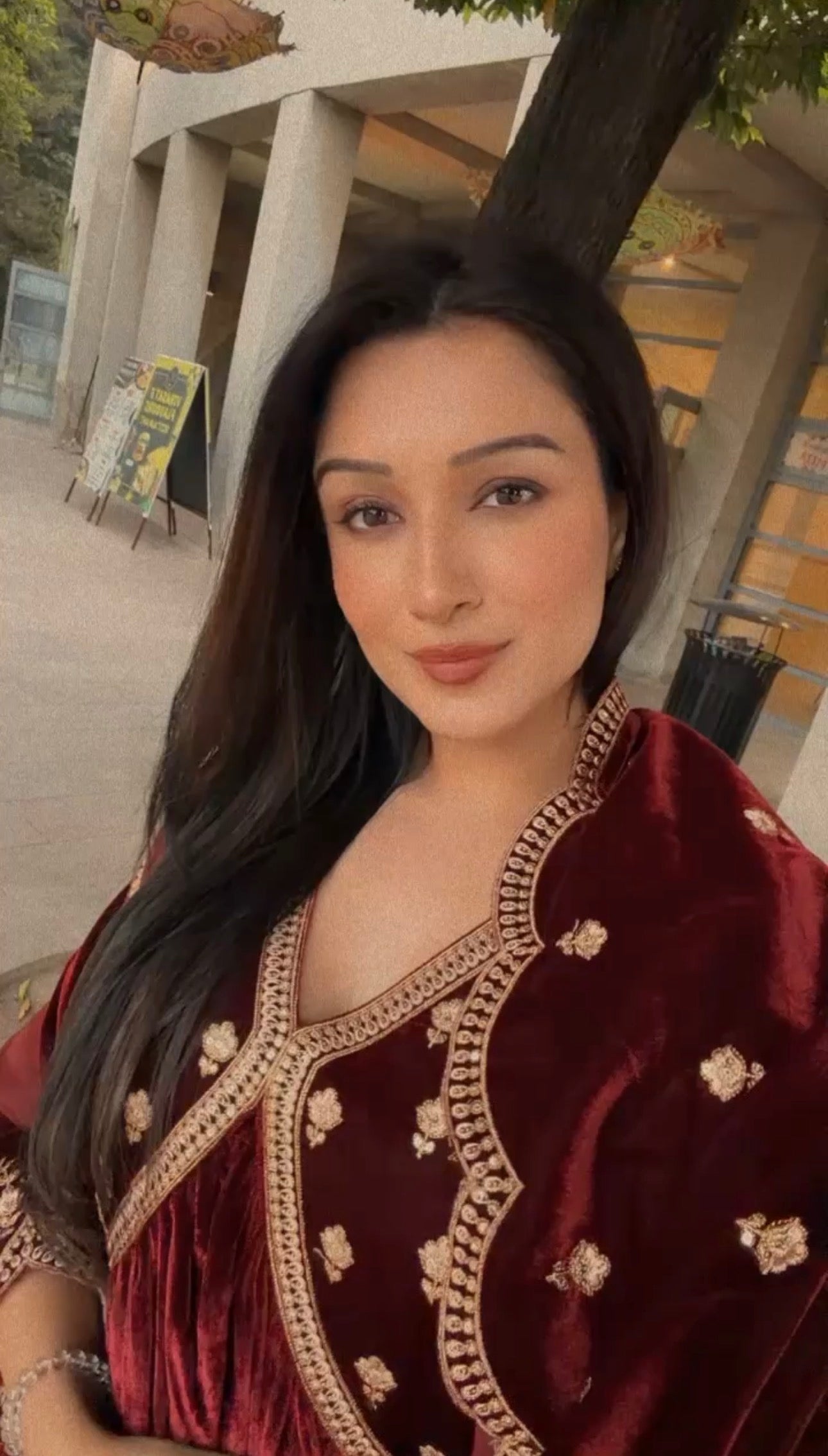 Shefali Bagga in ANTARA - Velvet Maroon Anarkali Set