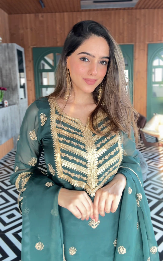 Amita Singh (@amitasinghh) VANI - Green Organza Sharara Set