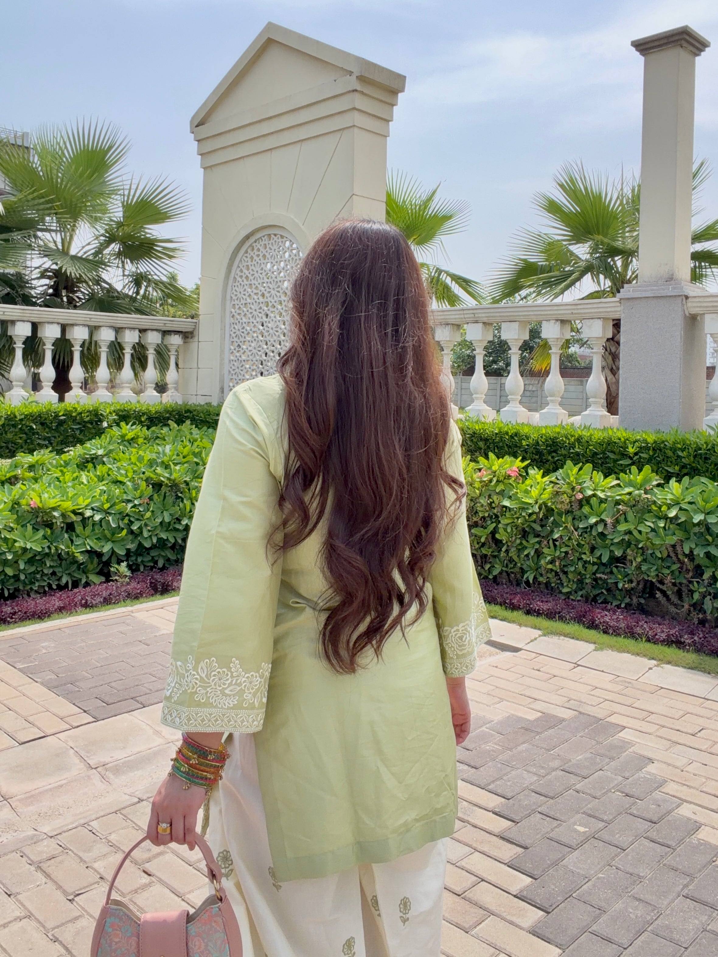 Akshita Rohilla in VEYA - Green Embroidered Cotton Co-ord Set.