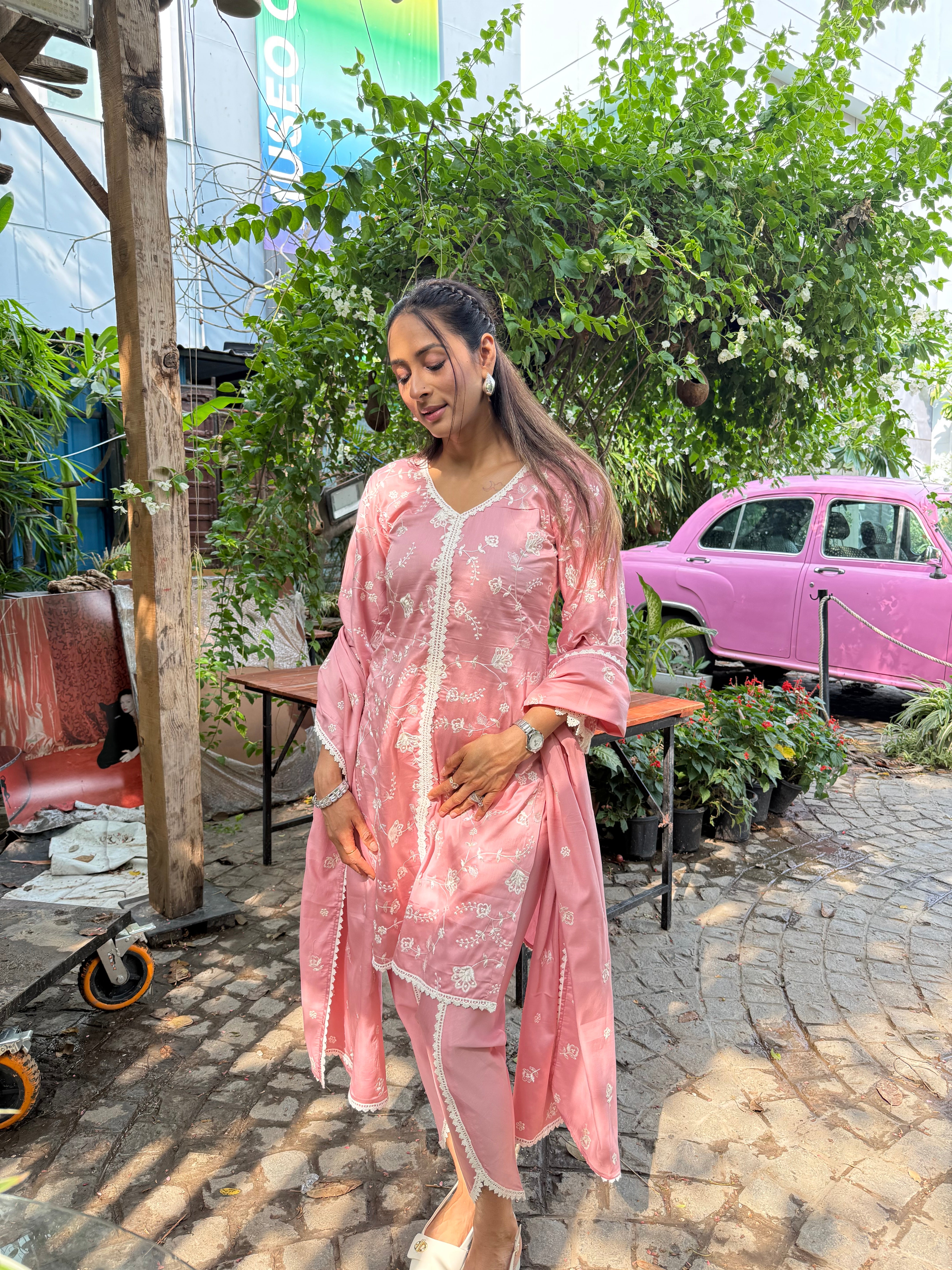 Nikita Nahar in VAYU - Pink Cotton Suit Set
