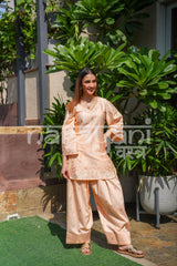 LYRA - Peach Embroidered Cotton Co-ord Set