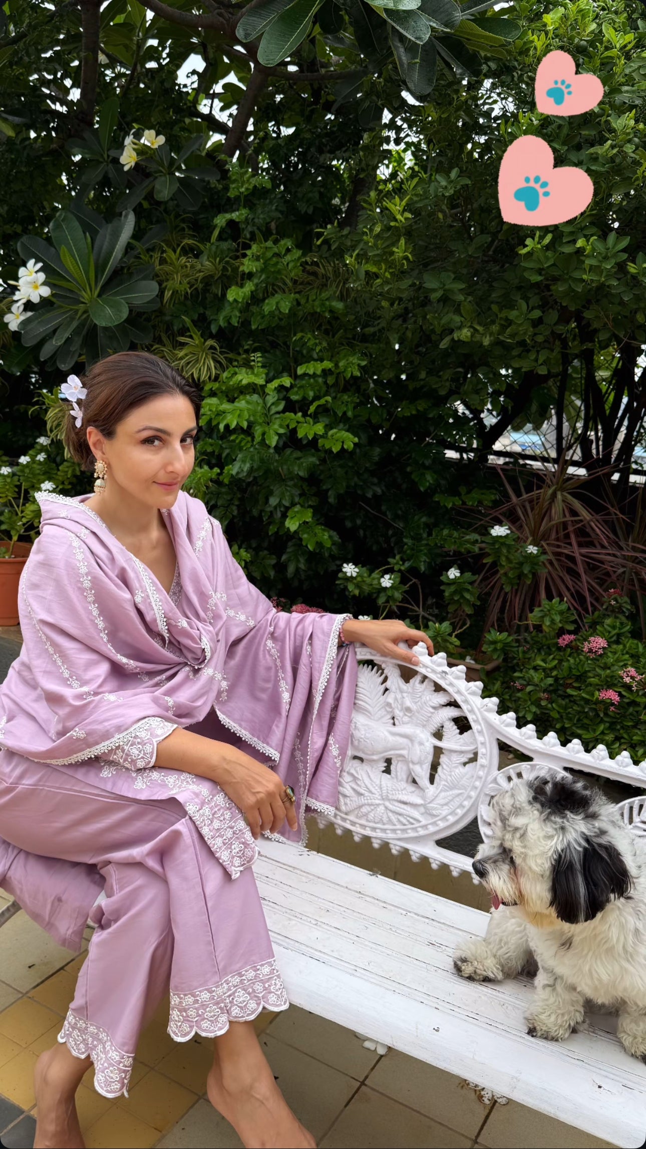Soha Ali Khan in MEGHA - Lavender Cotton Suit Set