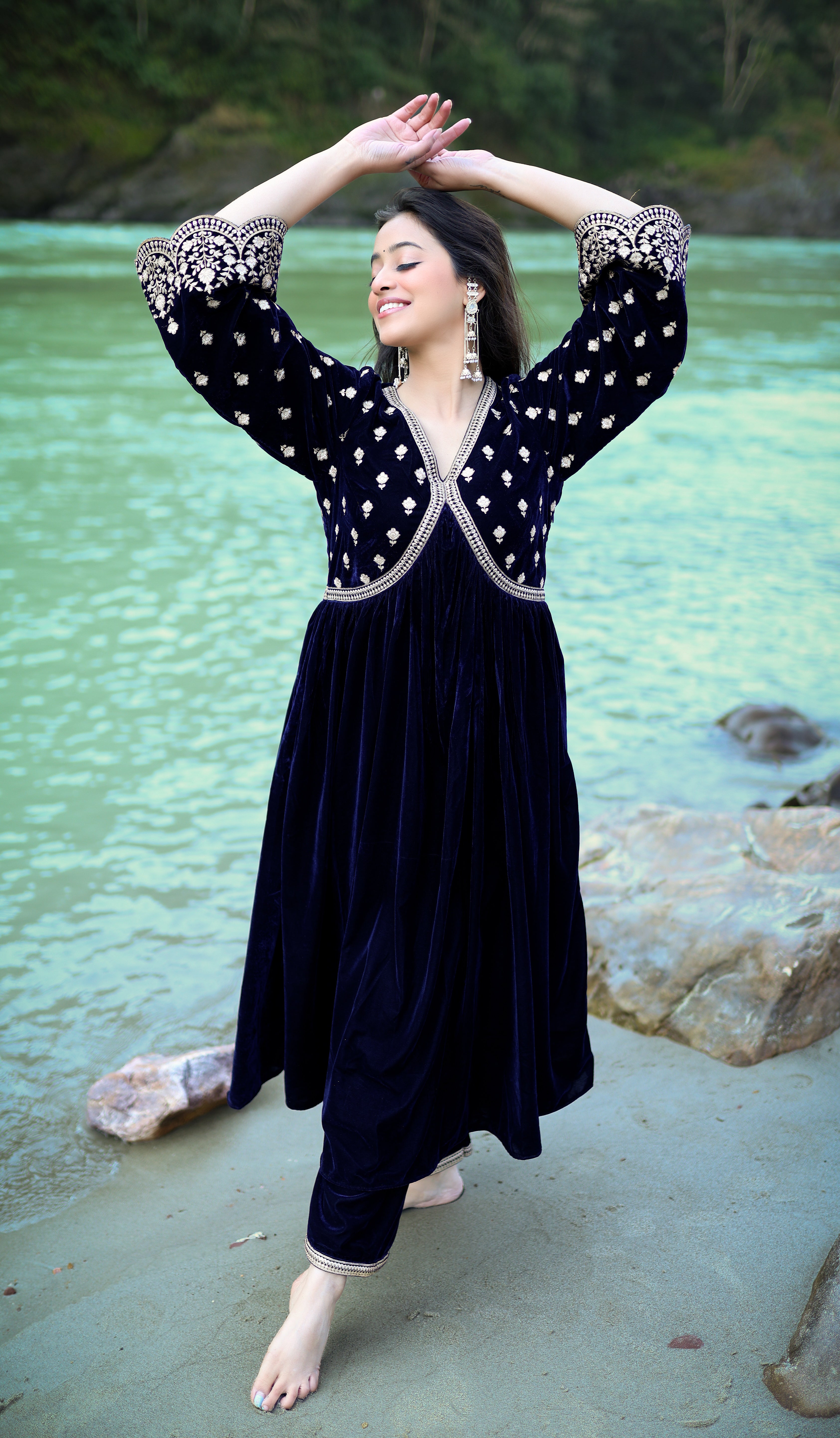 Kashika Sisodia in SUR - Velvet Blue Anarkali Set