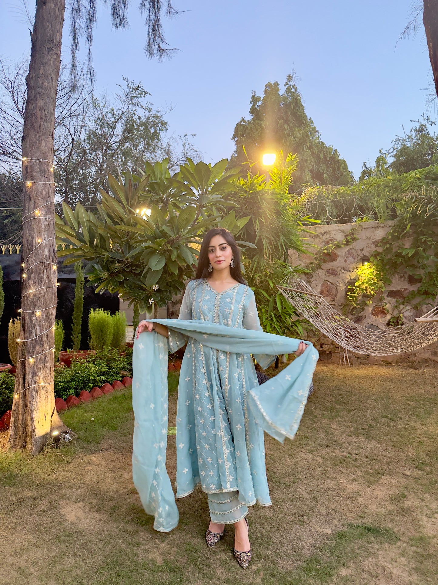 Nikita Chawla in Jashan - Blue Organza Anarkali Set.