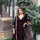 Shreya Lakhani in SWARA - Velvet Brown Straight Suit Set.