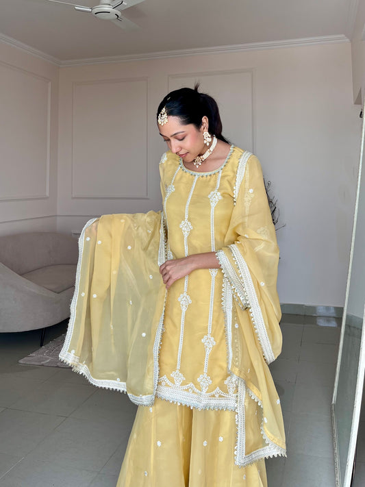 Anushka Sethi in Nazneen - Yellow Organza Sharara Set