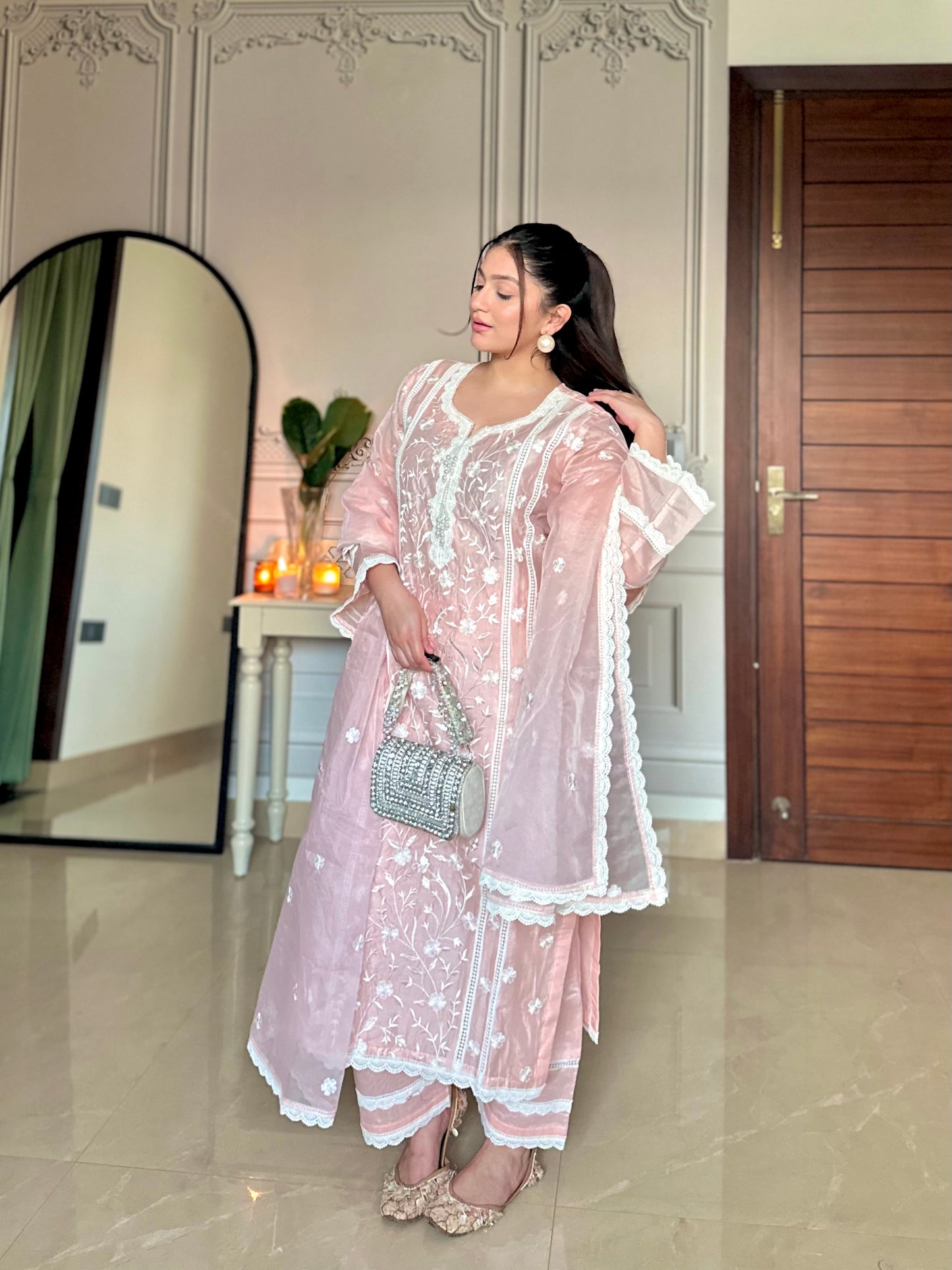 Akshita Rohilla in Gulbagh - Peach Embroidered Suit Set.