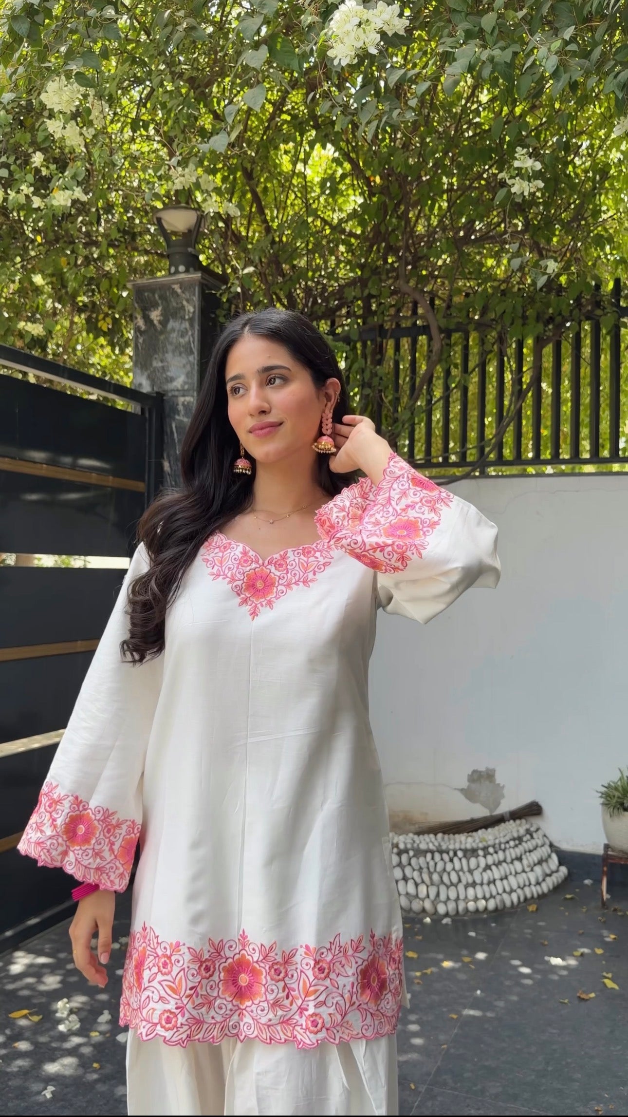 Bhumika Dhingra in SCARLET -  White Embroidered Co-ord Set