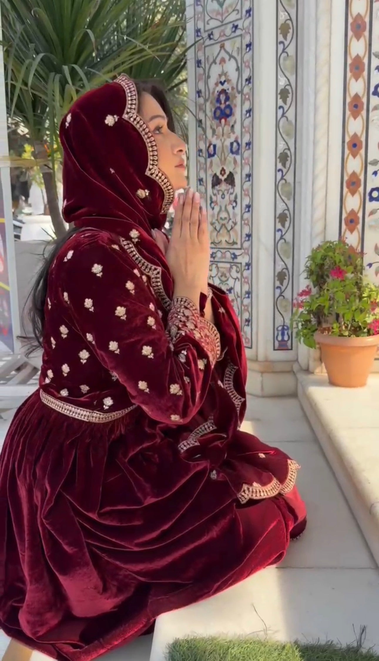 Shefali Bagga in ANTARA - Velvet Maroon Anarkali Set