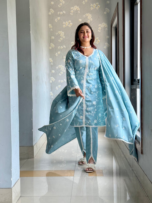 Rashmi Desai in LEHER - Blue Cotton Suit Set