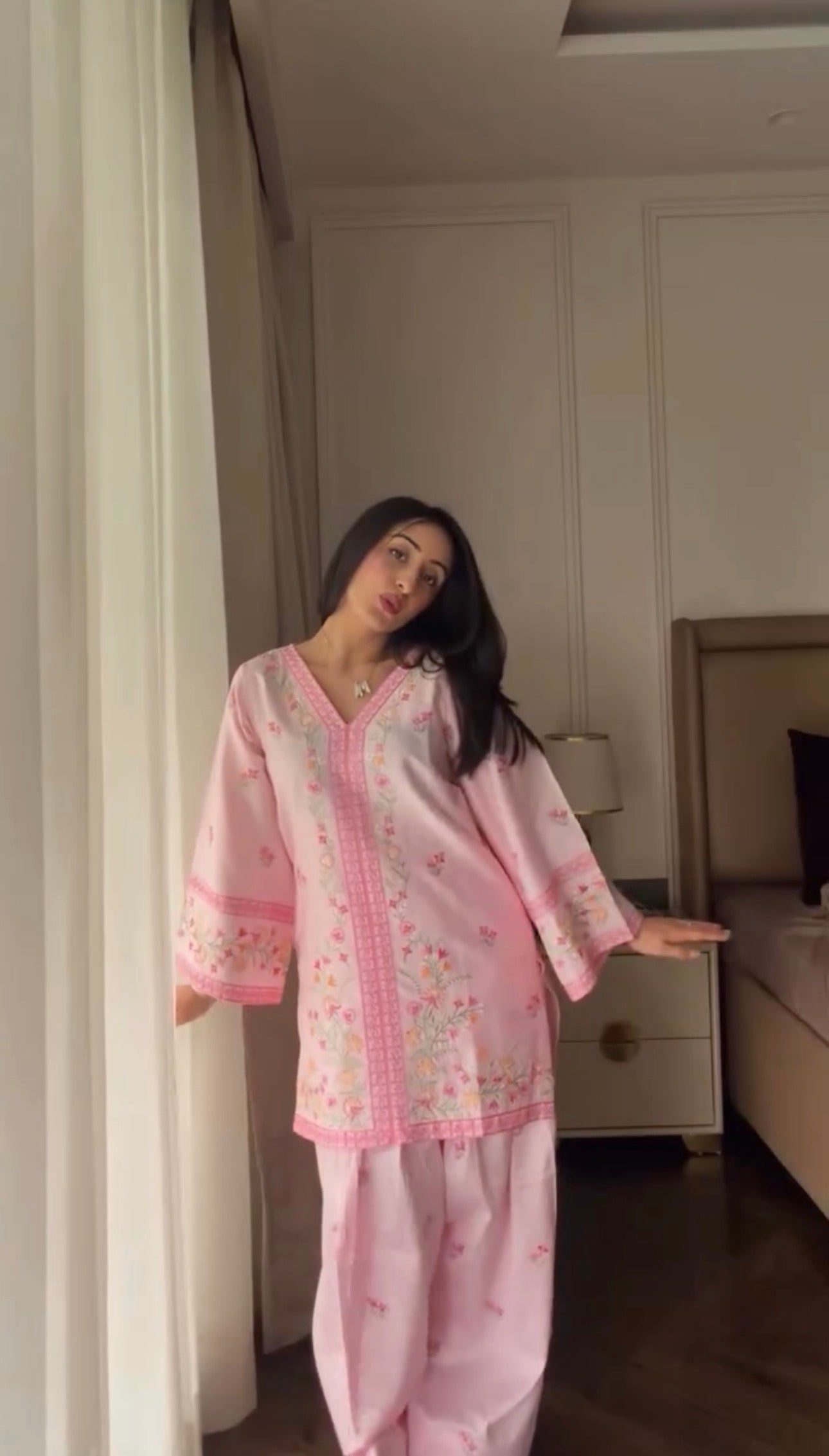 Hiral Kochar in LUNE - Pink Embroidered Co-ord Set