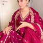 Hina Khan in Khushnir - Wine Chanderi Embroidered Suit Set