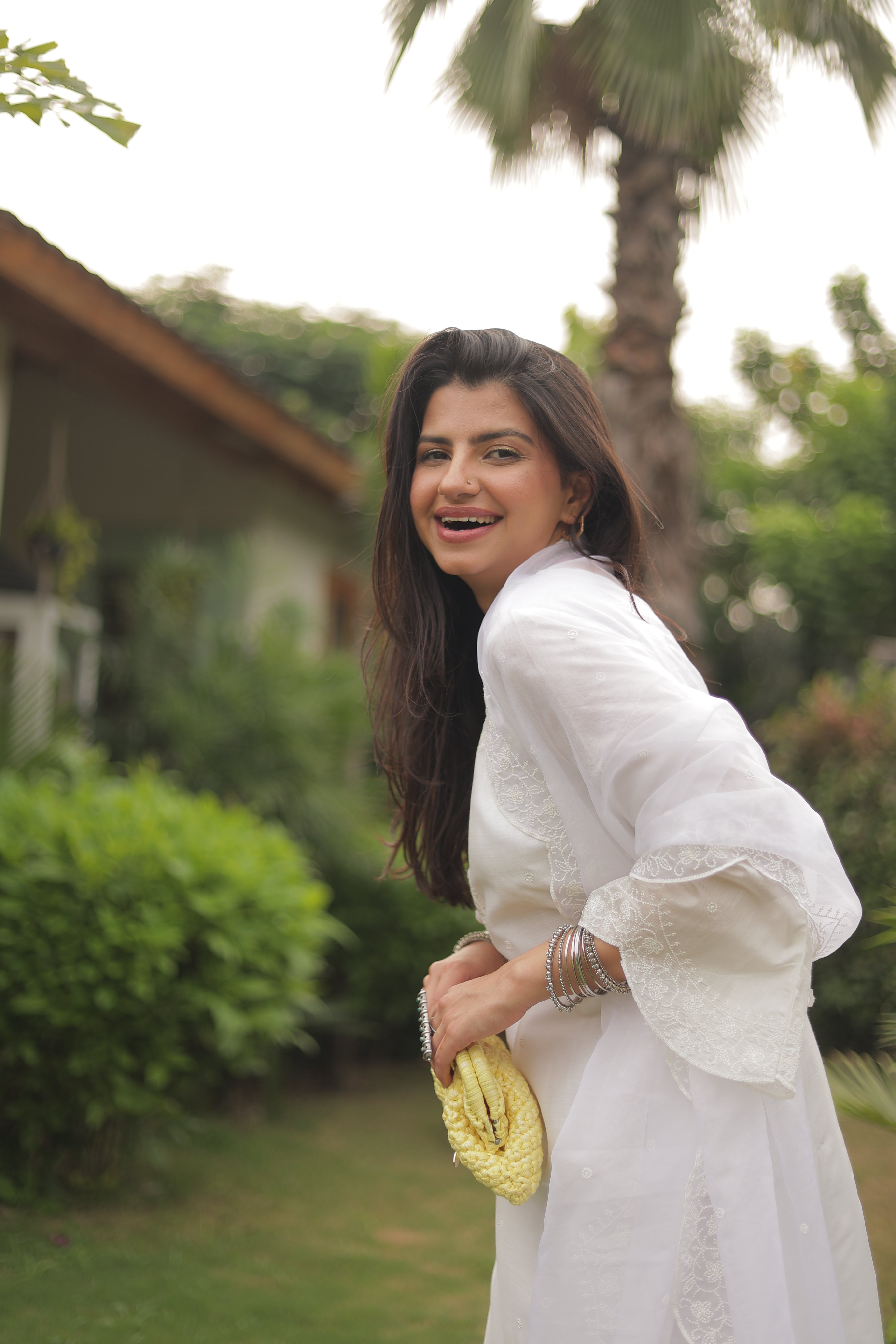 Dhirti Mehra in Juhi - Egg White Embroidered Suit Set