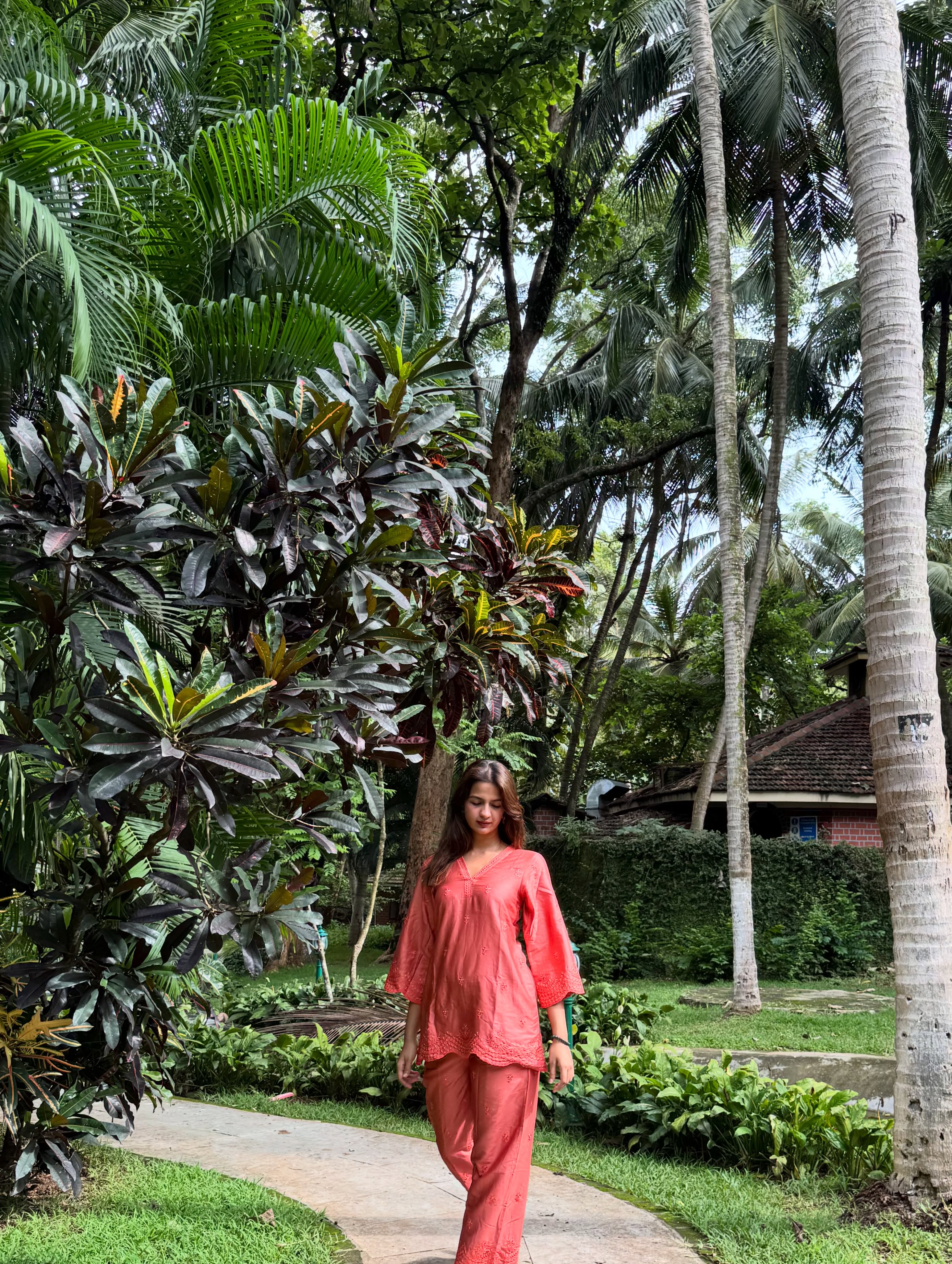 Shruti Chauuhan in ZORA - Rust Embroidered Co-ord Set