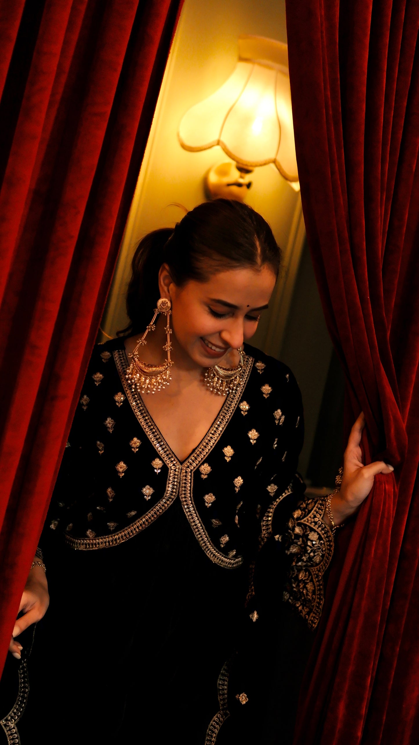 Sania Chadha in MUKHDA - Velvet Black Anarkali Set