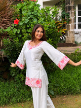 Yogita Bihani in SCARLET -  White Embroidered Co-ord Set