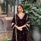 Shreya Lakhani in SWARA - Velvet Brown Straight Suit Set.