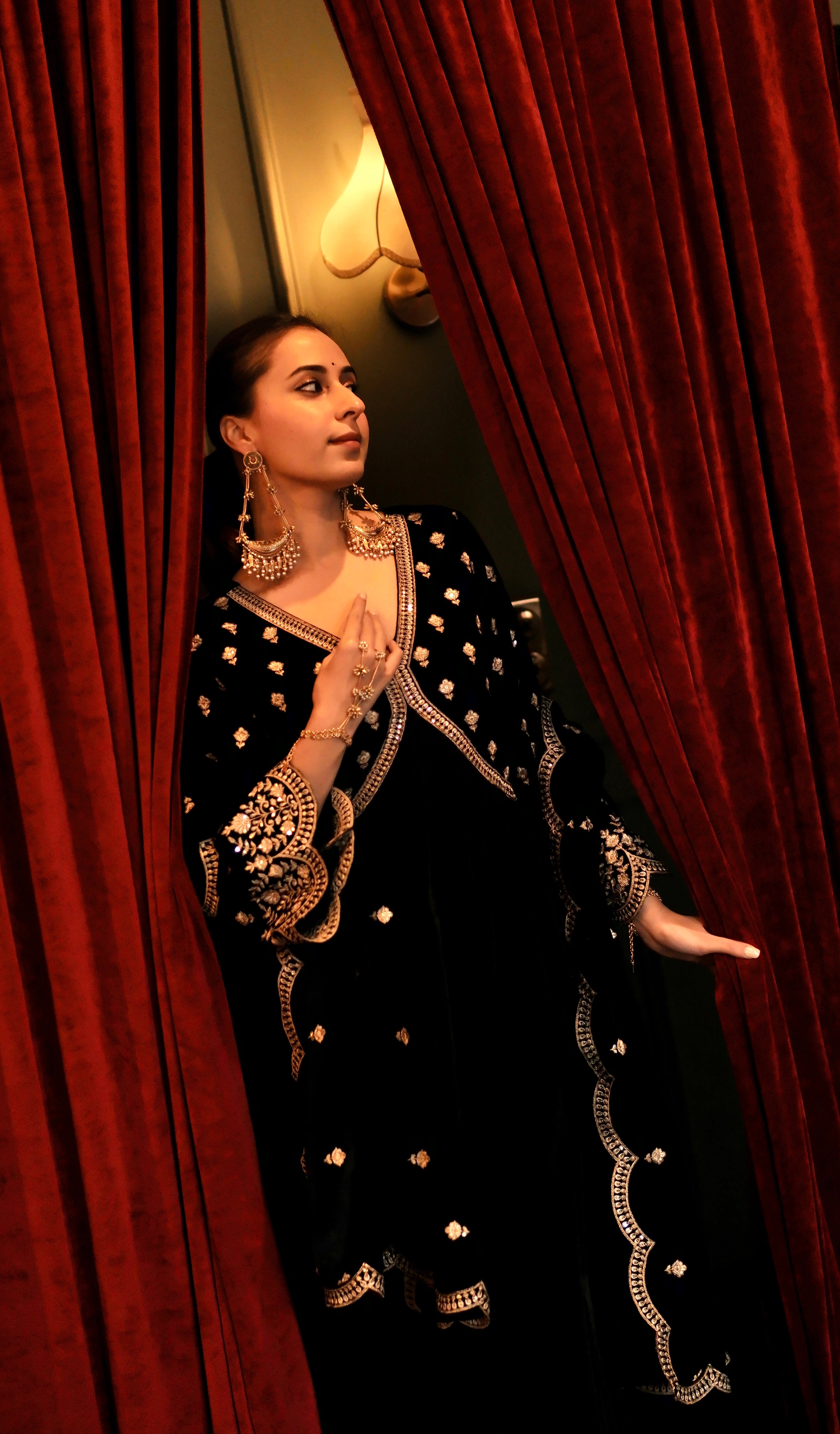 Sania Chadha in MUKHDA - Velvet Black Anarkali Set