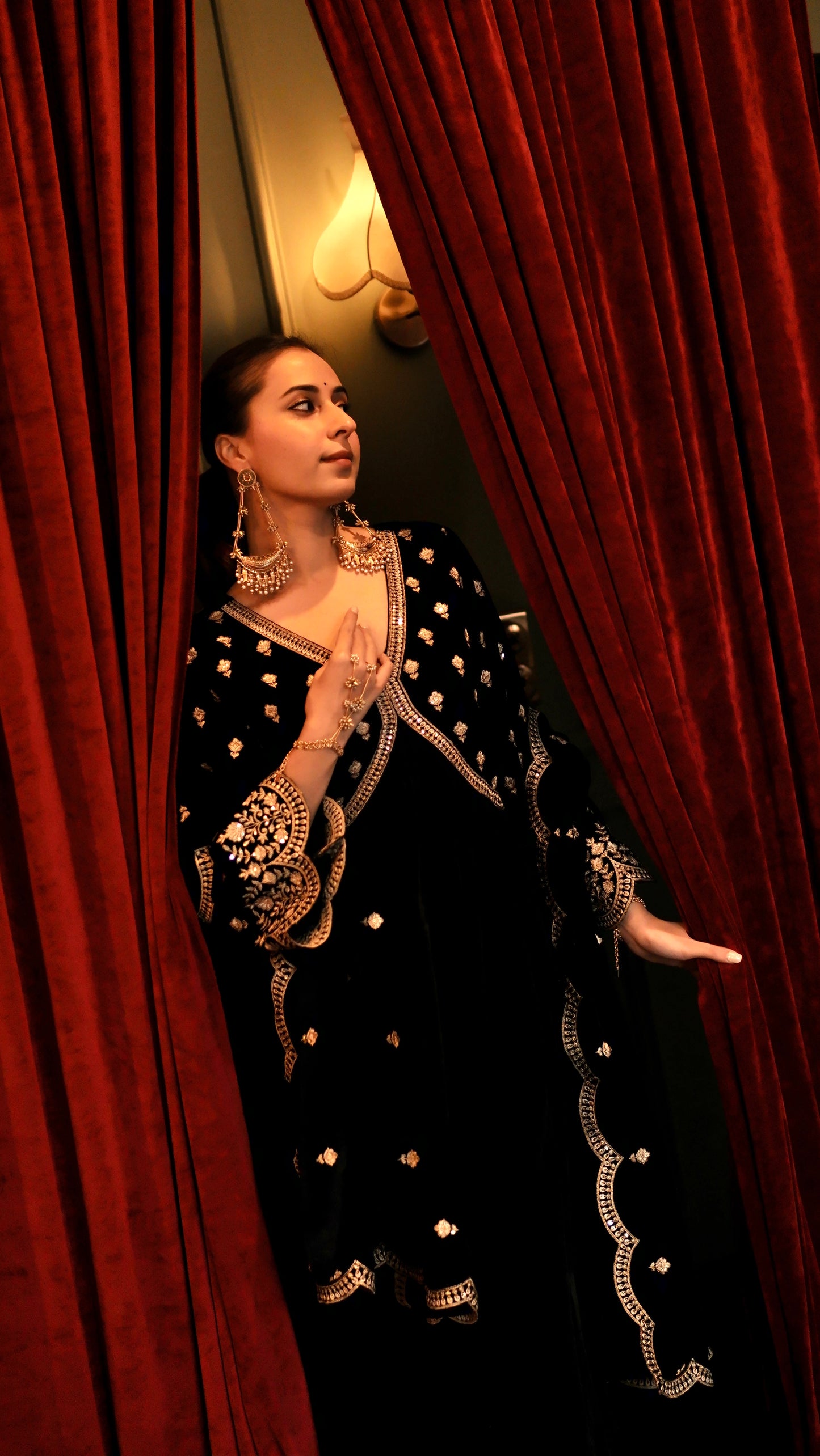 Sania Chadha in MUKHDA - Velvet Black Anarkali Set