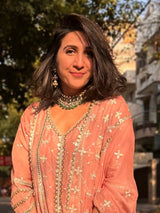 Kriti Vij in Sitara - Pink Organza Anarkali Set.