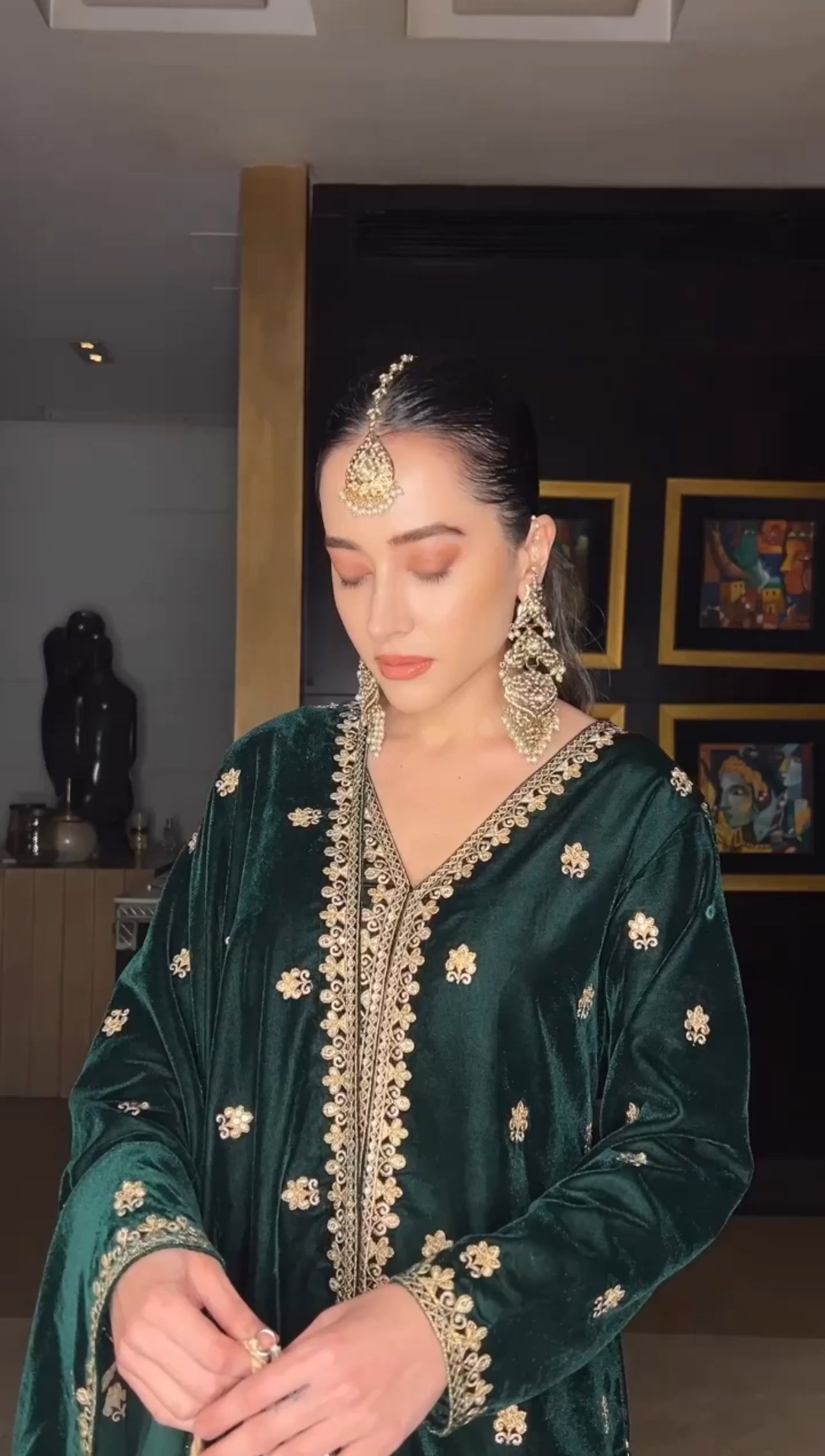 Komal Kapoor Grover in TARANA - Velvet Green Sharara Set