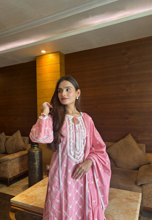APOORVA SHARMA in AMBER - Pink Cotton Suit Set