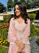 Diksha Juneja in Kamal - Peach Embroidered Suit Set.
