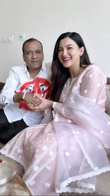 Gauahar Khan in Gulbagh - Peach Embroidered Suit Set.