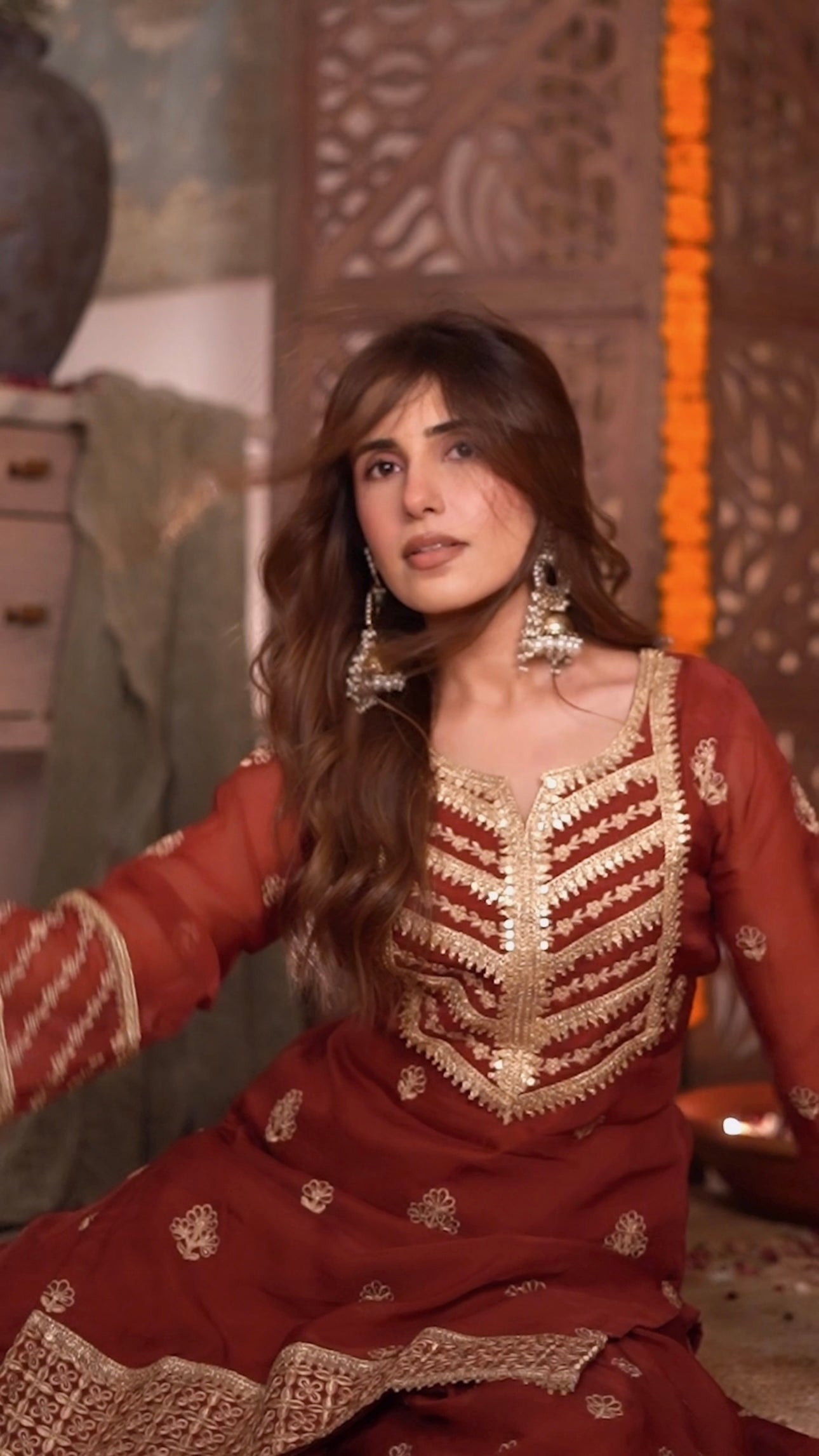 Kriti Singh in SIYAH - Rust Organza Sharara Set