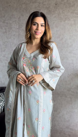 Kanika Khatri in CHHAYA - Grey Cotton Suit Set
