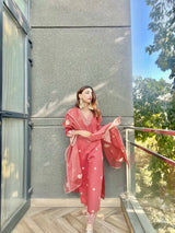 Mehak Jain in Rust Chanderi Silk Suit Set