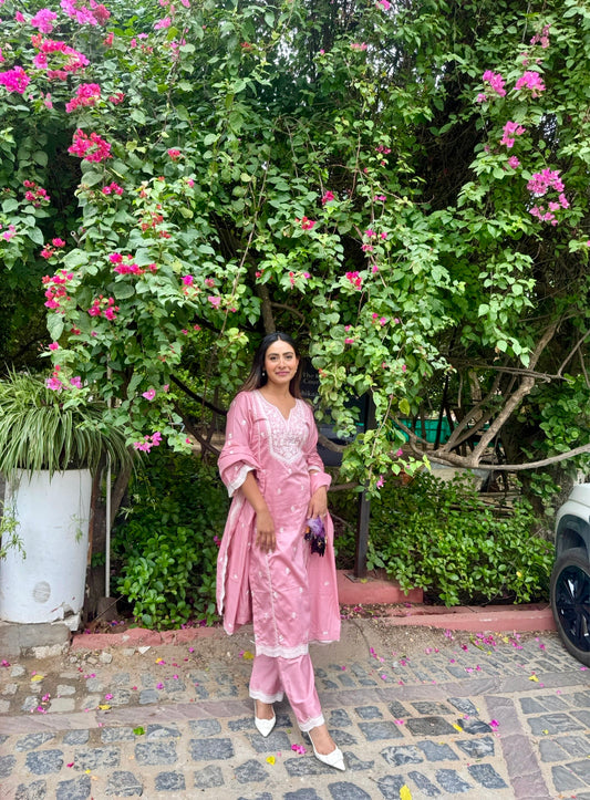 Shivangini Rathore in ABRI - Pink Cotton Suit Set