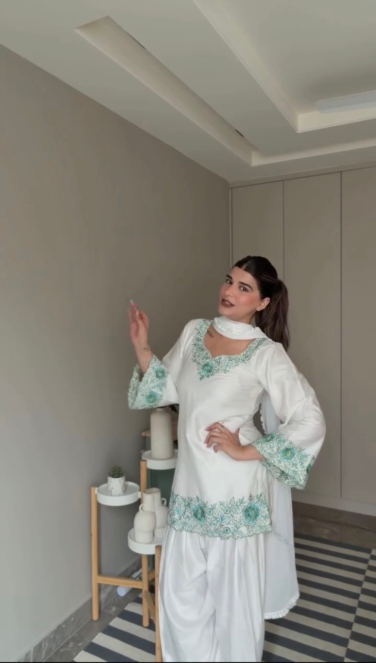 Deeksha Khurana in IRIS -  White Embroidered Co-ord Set