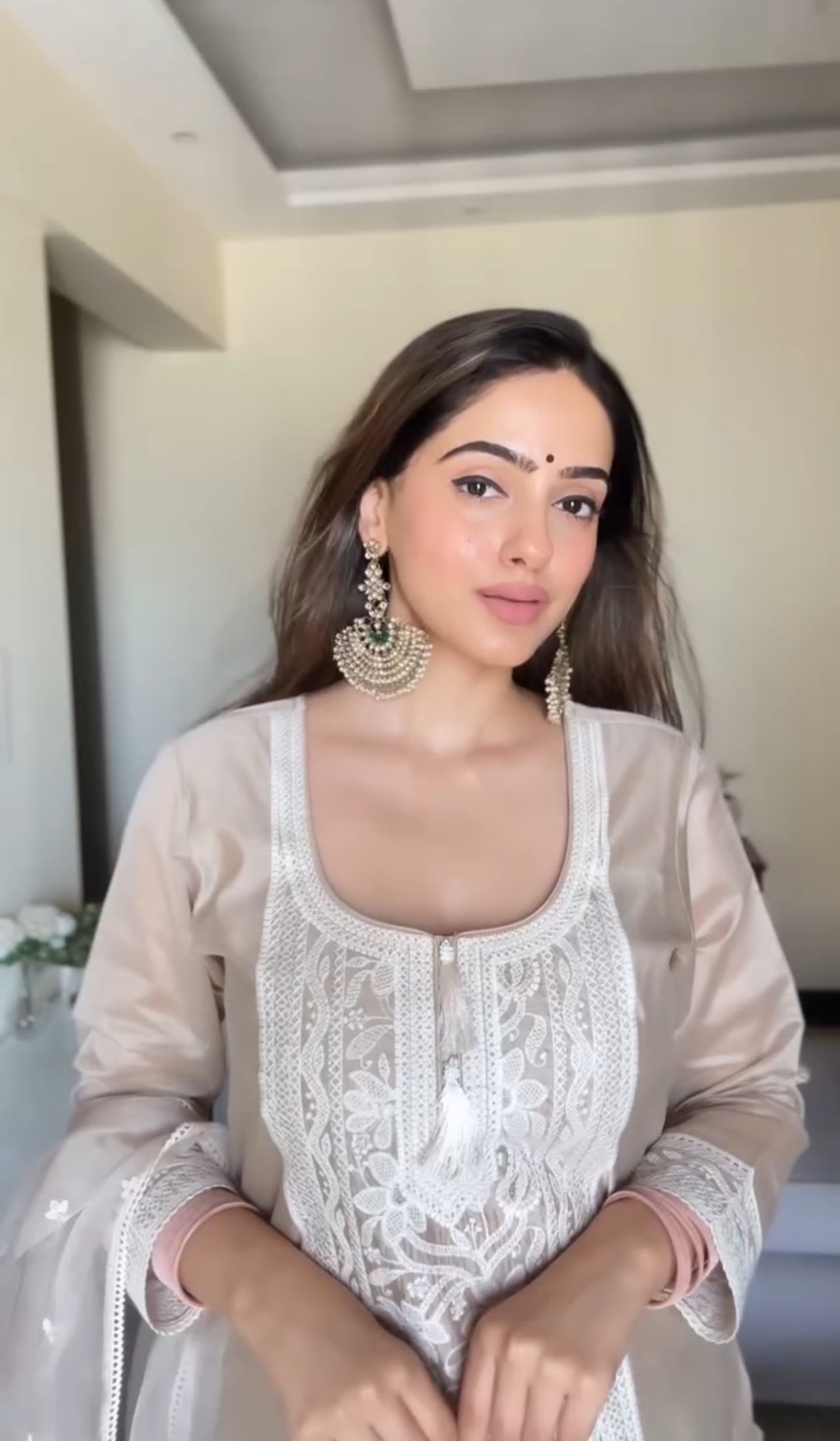 Amita Singh in Hazel Beige Chanderi Suit Set