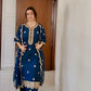 Nauheed Cyrusi in  Gul- Blue Embroidered Chanderi Suit Set