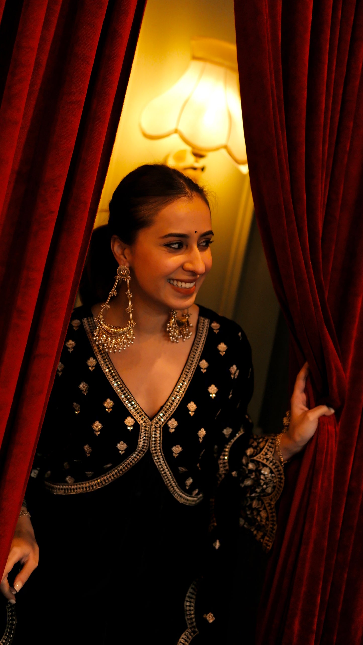 Sania Chadha in MUKHDA - Velvet Black Anarkali Set