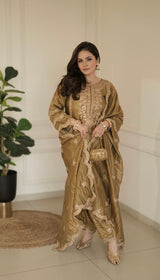 Heena Somani in ZOYA - Olive green Tissue-Organza Suit Set